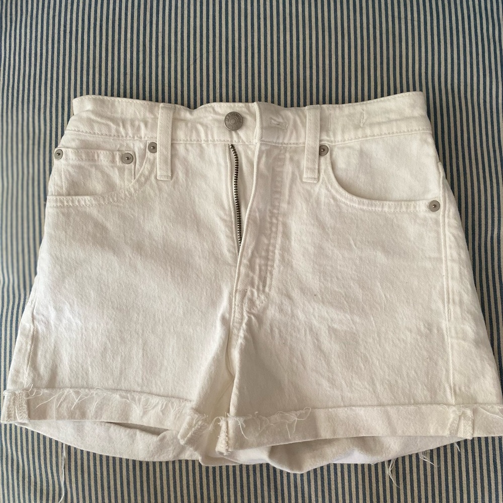 Madewell High-Rise White Denim shorts